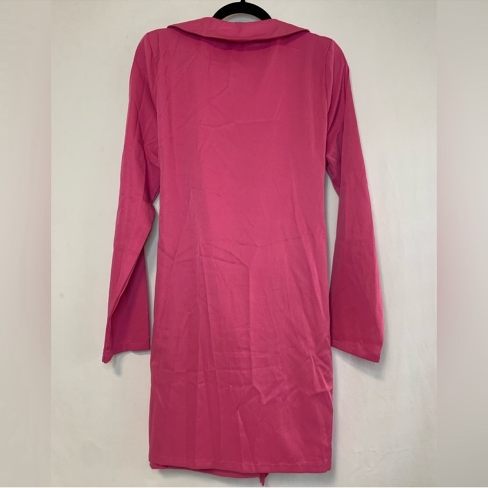 In The Style Women’s Pink Satin Tie Waist Blazer Dress Size 10 - Picture 5 of 9